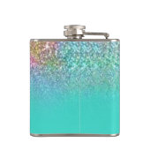 Turquoise Ombre Mermaid Bokeh Glitter Heupfles (Achterkant)