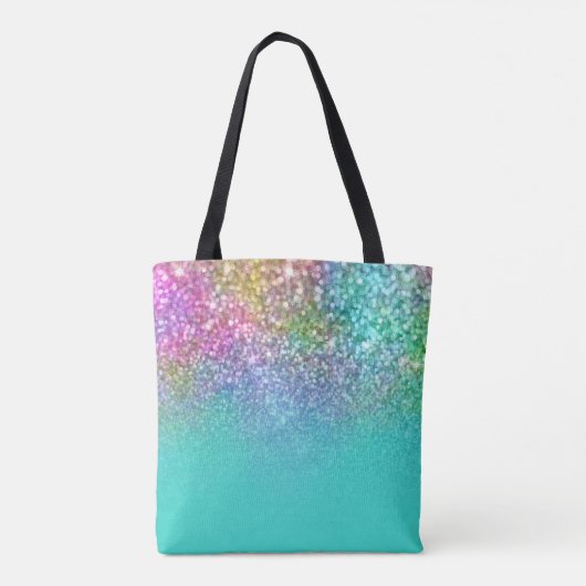 Turquoise Ombre Mermaid Bokeh Glitter Tote Bag (Achterkant)