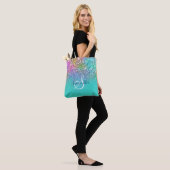 Turquoise Ombre Mermaid Bokeh Glitter Tote Bag (Op model)