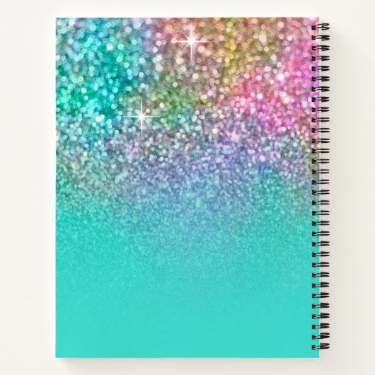 Turquoise Ombre Mermaid Glitter Sweet 16 Guestbook Notitieboek (Achterkant)