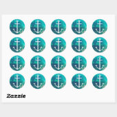 Turquoise Ombre nautisch Ronde Sticker (Vel)