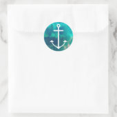 Turquoise Ombre nautisch Ronde Sticker (Tas)