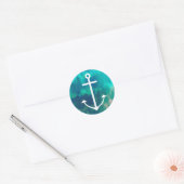 Turquoise Ombre nautisch Ronde Sticker (Envelop)