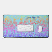 Turquoise Ombre regenboogvlinder Bureaumat (Keyboard & Muis)