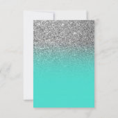 Turquoise Ombre Silver Glitter Save the Date Kaart (Achterkant)