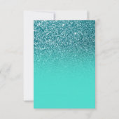 Turquoise Ombre Teal Glitter Bewaar de Datum Kaart (Achterkant)