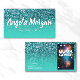 Turquoise Ombre Teal Glitter Foto Auteur Visitekaartje
