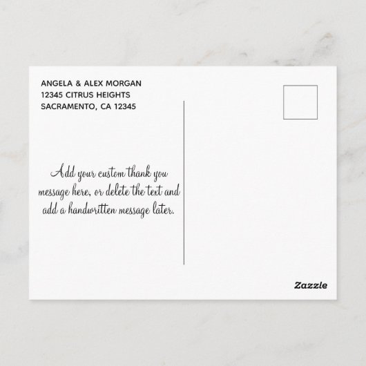 Turquoise  Ombre Teal Glitter Monogram Bedankt Briefkaart (Achterkant)