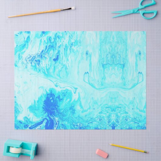 Turquoise Ombre Tie Dye Print Patroon Tissuepapier (Craft)