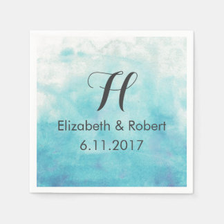 Turquoise Ombre Waterverf bruiloft Servetten