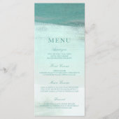 Turquoise Ombre Waterverf Strand Wedding Menu (Voorkant)