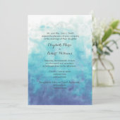 Turquoise Ombre Waterverf Wedding Kaart (Staand voorkant)