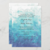 Turquoise Ombre Waterverf Wedding Kaart (Voorkant / Achterkant)