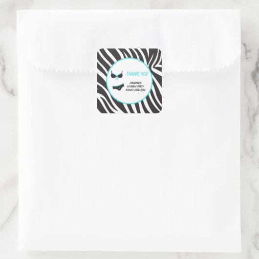 Turquoise Ondergoedfeest Bedankt Vierkante Sticker (Tas)