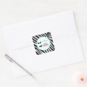 Turquoise Ondergoedfeest Bedankt Vierkante Sticker (Envelop)