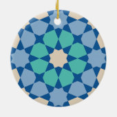 Turquoise Onrust Patroon Keramisch Ornament (Achterkant)