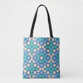 Turquoise Onrustbarendheid Patroon Tote Bag (Voorkant)