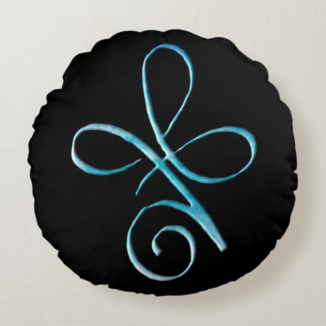 Turquoise Onvoorwaardelijke Liefde Rond Kussen (Voorkant)