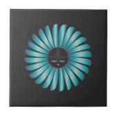 Turquoise op Black Sun Tile Tegeltje (Voorkant)