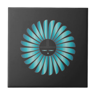 Turquoise op Black Sun Tile Tegeltje