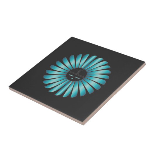 Turquoise op Black Sun Tile Tegeltje (Zijkant)