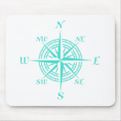 Turquoise op White Compass Roos Muismat (Voorkant)
