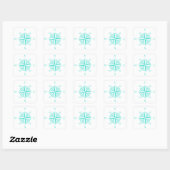 Turquoise op White Compass Roos Vierkante Sticker (Vel)