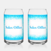 Turquoise op wit, Monogram - Glitter | Blikvorm Glas (Voorkant)