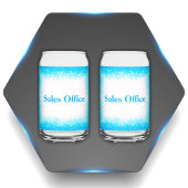 Turquoise op wit, Monogram - Glitter | Blikvorm Glas