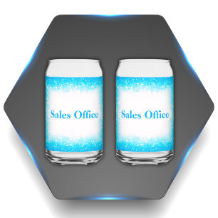 Turquoise op wit, Monogram - Glitter   Blikvorm Glas