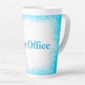 Turquoise op wit, Monogram - Glitter | Latte Mok (Rechterhoek)