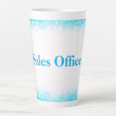 Turquoise op wit, Monogram - Glitter | Latte Mok (Voorkant)