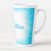 Turquoise op wit, Monogram - Glitter | Latte Mok (Rechts)