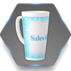 Turquoise op wit, Monogram - Glitter Latte Mok