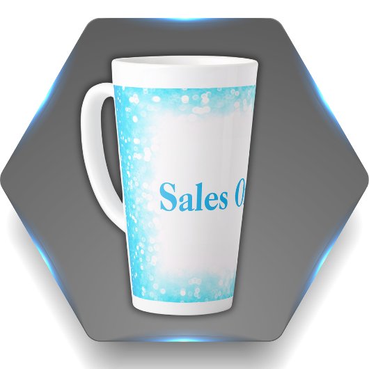 Turquoise op wit, Monogram - Glitter | Latte Mok