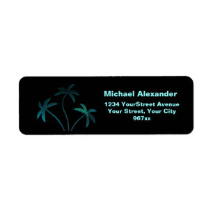 Turquoise Opal Palm Trees op Black Etiket