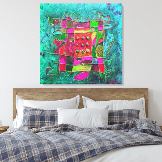 "Turquoise Opening" door Paul Buică Canvas Afdruk (Insitu (Slaapkamer))