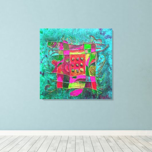 "Turquoise Opening" door Paul Buică Canvas Afdruk (Insitu (Houten vloer))