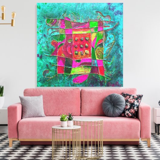 "Turquoise Opening" door Paul Buică Canvas Afdruk (Insitu (Woonkamer))