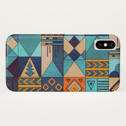 Turquoise & Orange Patchwork Case-Mate iPhone Case (Achterkant (horizontaal))