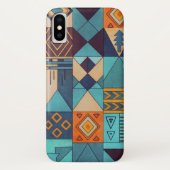 Turquoise & Orange Patchwork Case-Mate iPhone Case (Achterkant)