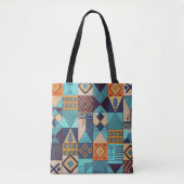 Turquoise & Orange Patchwork Tote Bag (Voorkant)