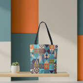 Turquoise & Orange Patchwork Tote Bag