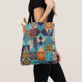 Turquoise & Orange Patchwork Tote Tote Bag (Dichtbij)