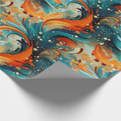 Turquoise & Oranje Abstract Cadeaupapier (Hoek)