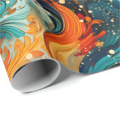Turquoise & Oranje Abstract Cadeaupapier (Rol Hoek)
