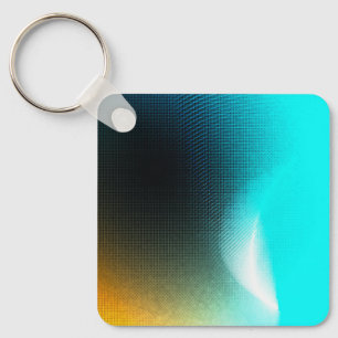 Turquoise Oranje Abstract Gradiënt Mesh Kunst Sleutelhanger