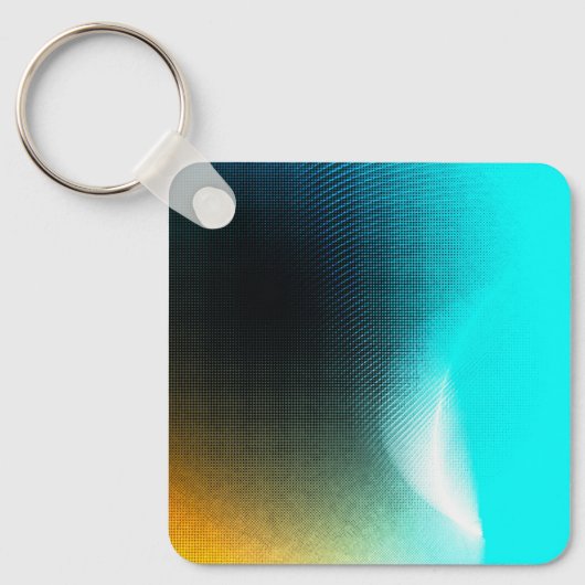 Turquoise Oranje Abstract Gradiënt Mesh Kunst Sleutelhanger (Voorkant)