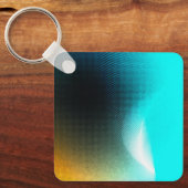 Turquoise Oranje Abstract Gradiënt Mesh Kunst Sleutelhanger (Voorkant)