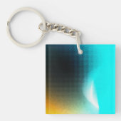 Turquoise Oranje Abstract Gradiënt Mesh Kunst Sleutelhanger (Voorkant)